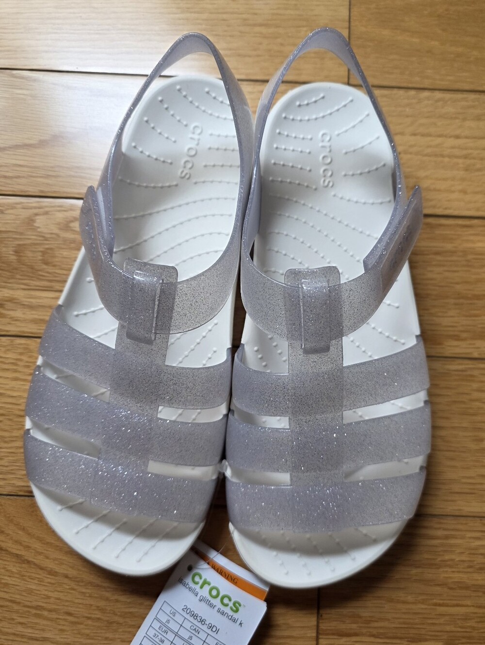 CROCS Isabella Glitter Jelly Sandals, J5 Or Women's 7